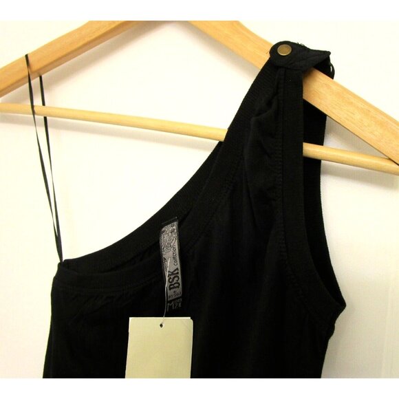 BSK Casual Connection by Bershka Women One Shoulder Top - Med. Cotton Black NWT - Picture 3 of 16